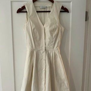 Paris Atelier White/Cream Button Up Dress with Black Ribbon Tie Sz 2